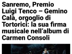 Da Tortorici a Sanremo per il Premio Tenco: Gemino Cala’ all’Ariston